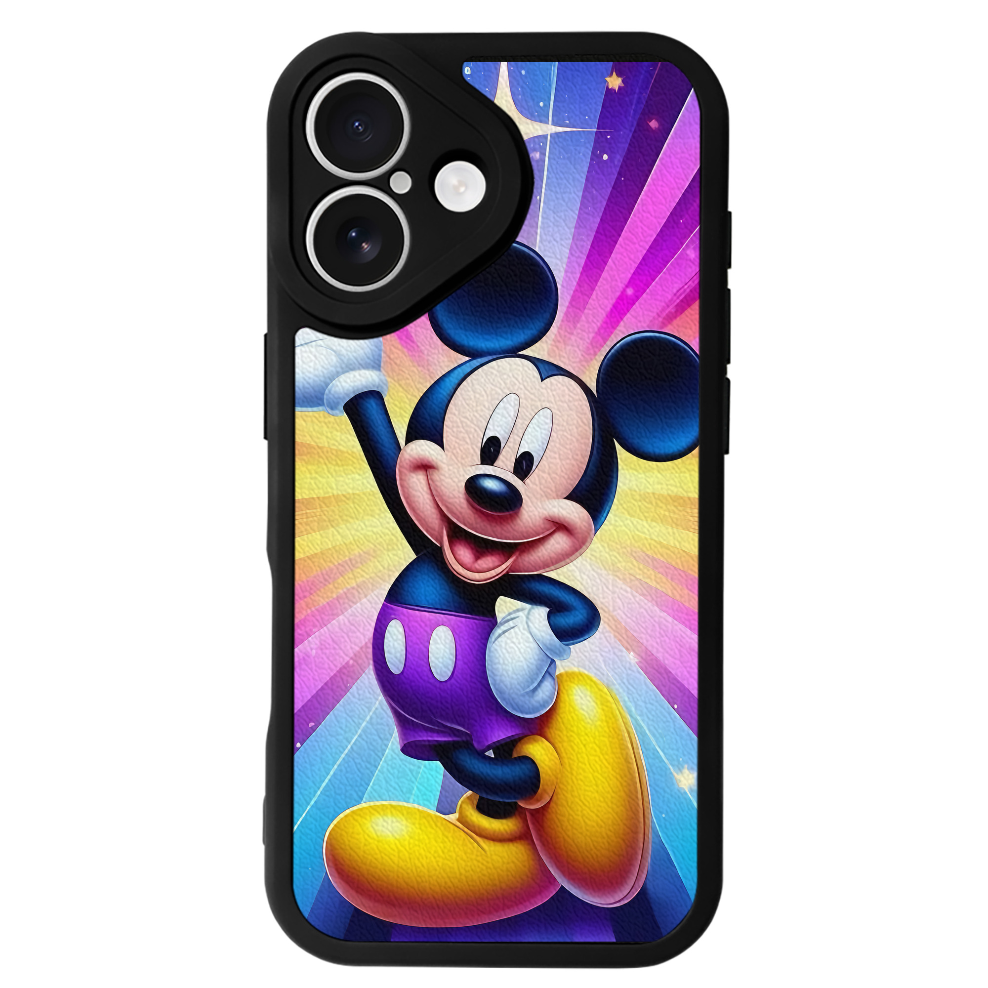 （画像用） ミッキーマウス Mickey Mouse 【iPhone 16シリーズ対応】シリコンスマホケース（レザー調） 材質：シリコン